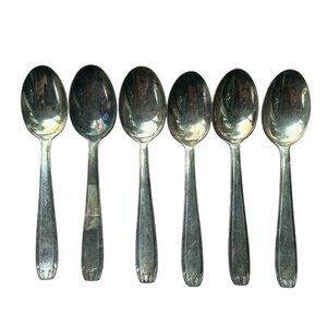 Vintage French Dessert Spoon 5.5" Mixed Set Of 6 Stainless Steel SOH 64 Silver